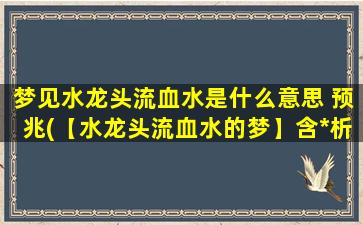 梦见水龙头流血水是什么意思 预兆(【水龙头流血水的梦】含*析与预兆分析)